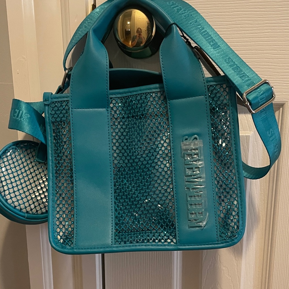 Steve Madden Turquoise Mesh Tote Bag